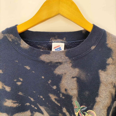 ジャージーズ JERZEES SUPER SWEATS 80-90S ボディ USA製 ボディ サーフ ロゴ 刺繍 渦 抜染 タイダイ ヘビーウェイト スウェット トレーナー メンズ import:L