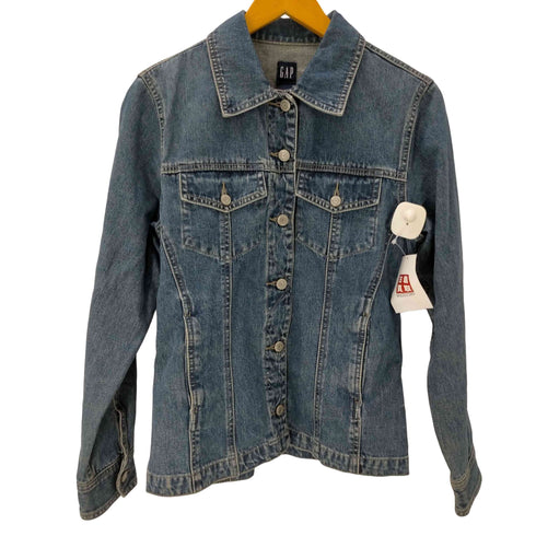 ギャップ Gap 90-00S 紺タグ OLD デニム トラッカー ジャケット 濃絹 レディース S/P
