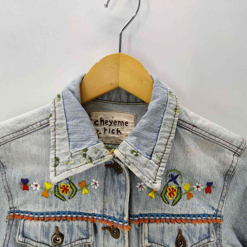 cheyenne rich 00S 刺繍 デザイン 素材切り替え デニム トラッカー ジャケット Y2K レディース