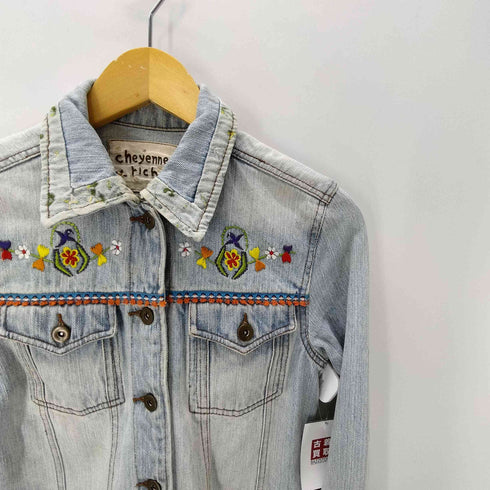 cheyenne rich 00S 刺繍 デザイン 素材切り替え デニム トラッカー ジャケット Y2K レディース