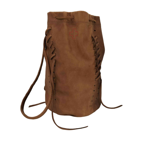 フランス製 赤十字 レースアップ レザー ショルダーバッグ レディース