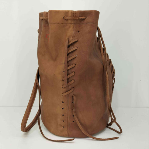 フランス製 赤十字 レースアップ レザー ショルダーバッグ レディース