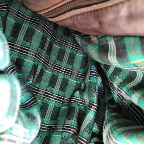 裏地チェック ワッペン カスタム レザー デニム コンビ YKKジップ ボンバー ジャケット ブルゾン メンズ 52