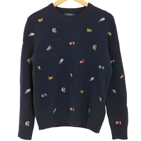 ポロラルフローレン POLO RALPH LAUREN 現行タグ ラグビー刺繍 ウールコットン ニット レディース import:L