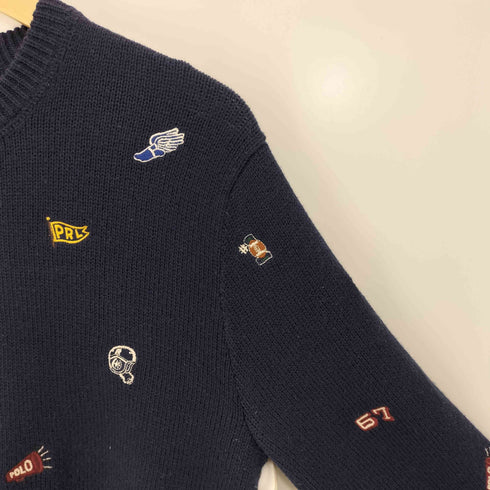 ポロラルフローレン POLO RALPH LAUREN 現行タグ ラグビー刺繍 ウールコットン ニット レディース import:L