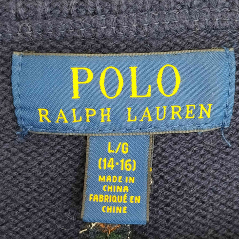 ポロラルフローレン POLO RALPH LAUREN 現行タグ ラグビー刺繍 ウールコットン ニット レディース import:L