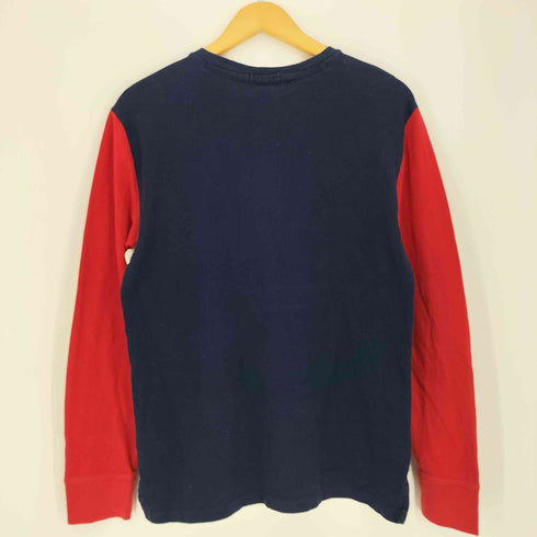 ポロラルフローレン POLO RALPH LAUREN 現行タグ ビックポニー刺繍 カラー切替 ヘンリーネック ロングスリーブTシャツ レディース import:L