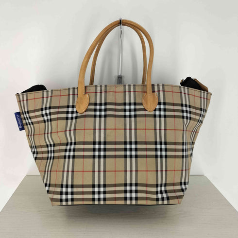 バーバリーズ BURBERRYS BLUE LABEL レザーハンドル ノバチェック 舟形 トートバッグ レディース