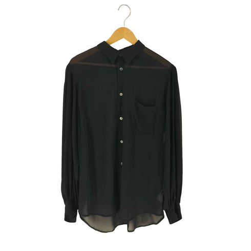 ブラックコムデギャルソン BLACK COMME des GARCONS 21SS Gathered sleeve see-through blouse ギャザースリーブ シースルー ブラウス レディース JPN:XL