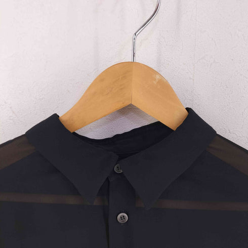 ブラックコムデギャルソン BLACK COMME des GARCONS 21SS Gathered sleeve see-through blouse ギャザースリーブ シースルー ブラウス レディース JPN:XL