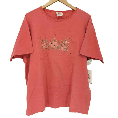 ヘインズ Hanes 90s フラワー ハチドリ プリント クルーネック 半袖 Tシャツ レディース import:L
