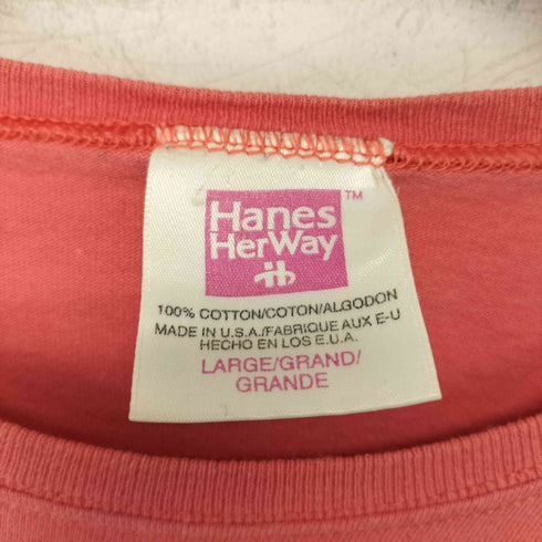 ヘインズ Hanes 90s フラワー ハチドリ プリント クルーネック 半袖 Tシャツ レディース import:L