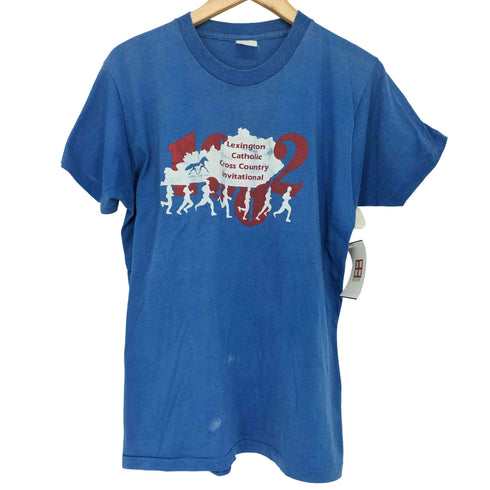 80s 1982 Lexington Catholic Cross Country Invitationalプリント クルーネック 半袖 Tシャツ メンズ