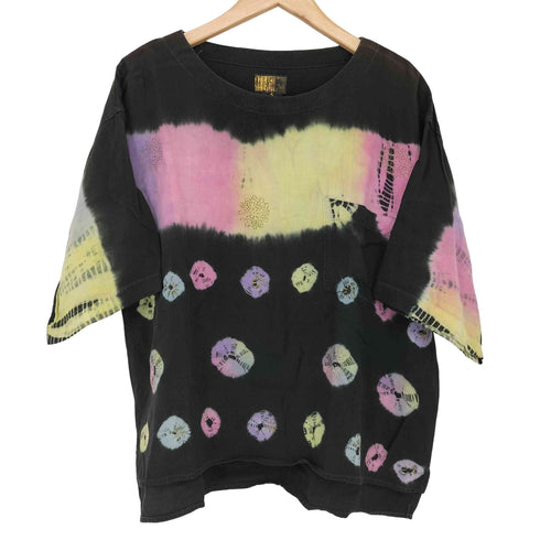 ATLAST STUDIO 80-90s MADE IN INDIA ボートネック タイダイ染め 半袖 カットソー レディース import:S
