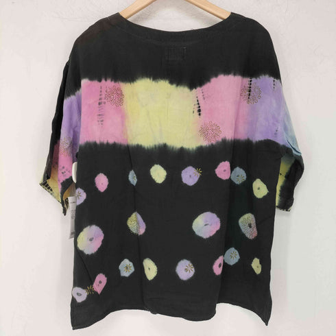 ATLAST STUDIO 80-90s MADE IN INDIA ボートネック タイダイ染め 半袖 カットソー レディース import:S