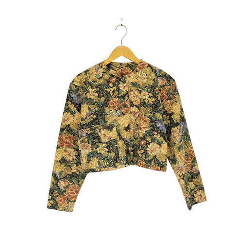 on the verge MADE IN USA ショート丈ノーカラーデニムジャケット レディース S