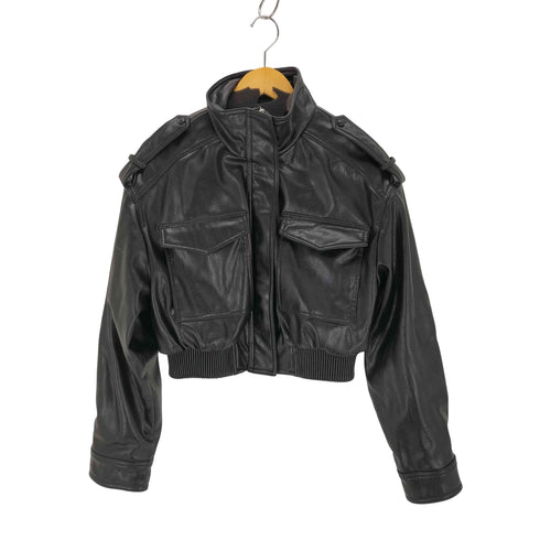ザラ ZARA ストラップ付きフェイクレザージャケット レディース import:S