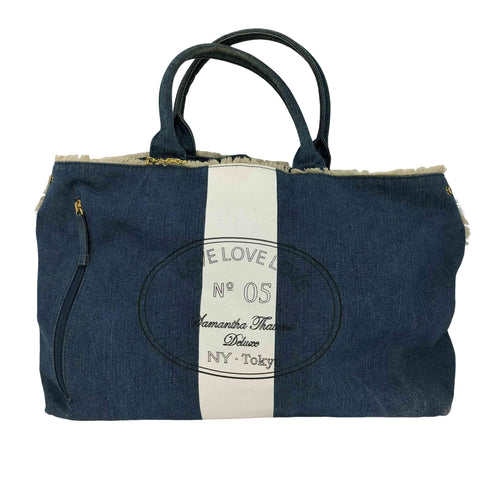 サマンサタバサデラックス Samantha Thavasa DELUXE バイカラー デニム トートバッグ + ポーチ レディース