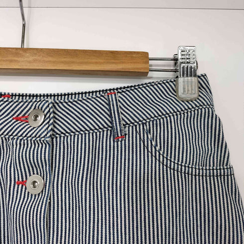 メゾンキツネ MAISON KITSUNE ヒッコリー ストライプ フロントボタン ミニ スカート レディース JPN:36