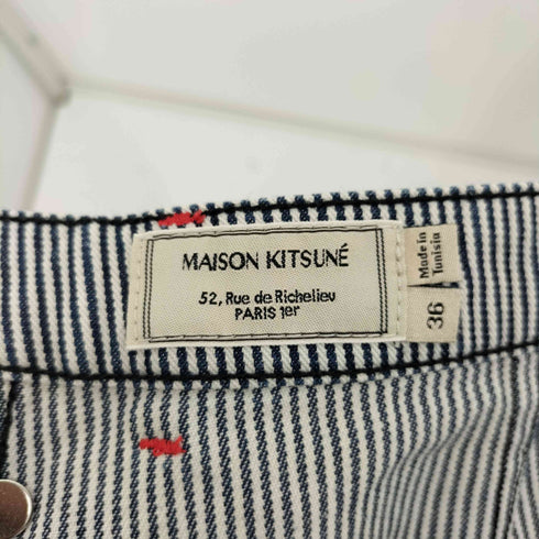 メゾンキツネ MAISON KITSUNE ヒッコリー ストライプ フロントボタン ミニ スカート レディース JPN:36