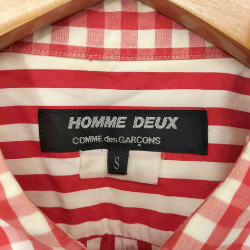 コムデギャルソンオムドゥ COMME des GARCONS HOMME DEUX 15SS ギンガムチェック キャンディストライプ 切替 S/S シャツ メンズ JPN:S