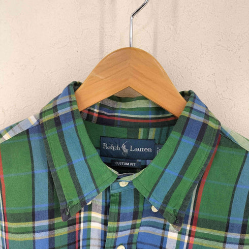 ラルフローレン RALPH LAUREN CUSTOM FIT マドラスチェック L/Sボタンダウンシャツ メンズ import:XL