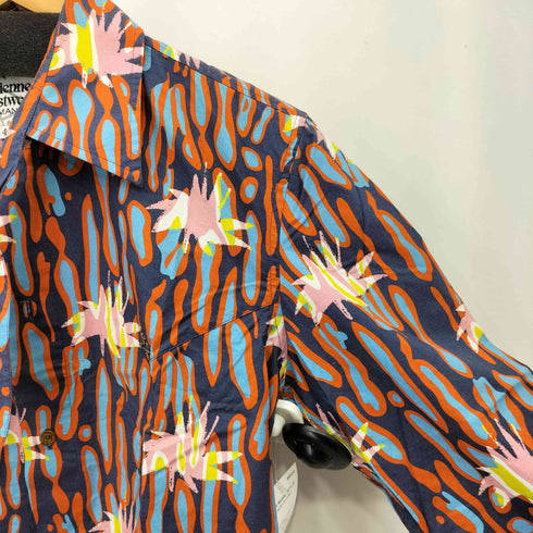 ヴィヴィアンウエストウッドマン Vivienne Westwood MAN ジオメトリックデザイン コットン ロングスリーブ フロントボタン シャツ メンズ 46