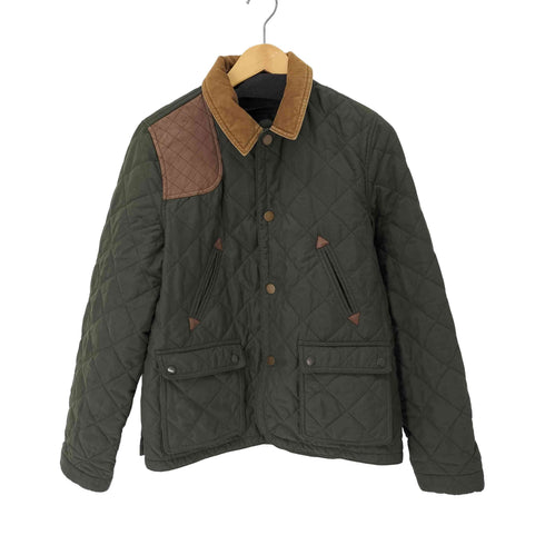 ラルフローレン RALPH LAUREN レザーパッチ キルティング ハンティングジャケット レディース import:M
