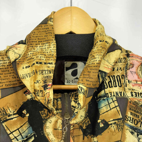 ac-tiv-ology 90s シルク100% 総柄 フルグラフィックブルゾン メンズ M