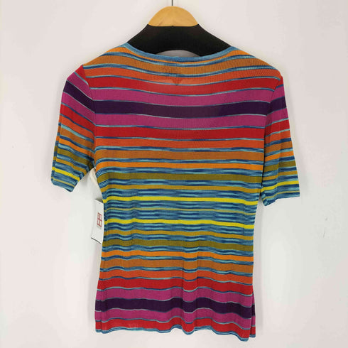 ミッソーニ MISSONI イタリア製 マルチカラー ボーダードレープカットソー レディース