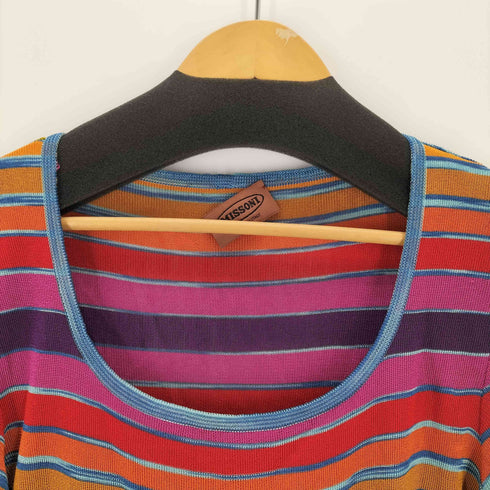 ミッソーニ MISSONI イタリア製 マルチカラー ボーダードレープカットソー レディース