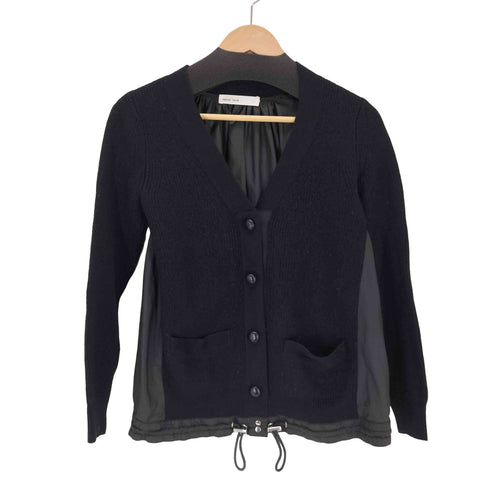 サカイラック sacai luck くるみボタン ナイロン切り替え ニットカーディガン レディース