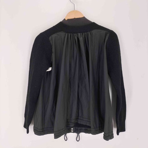 サカイラック sacai luck くるみボタン ナイロン切り替え ニットカーディガン レディース