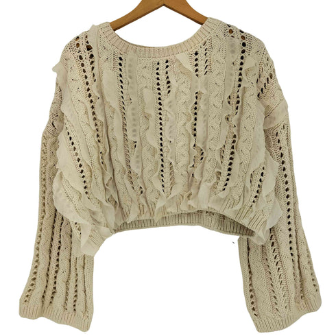 ザラ ZARA ローゲージ フリル クロップドニット レディース import:M