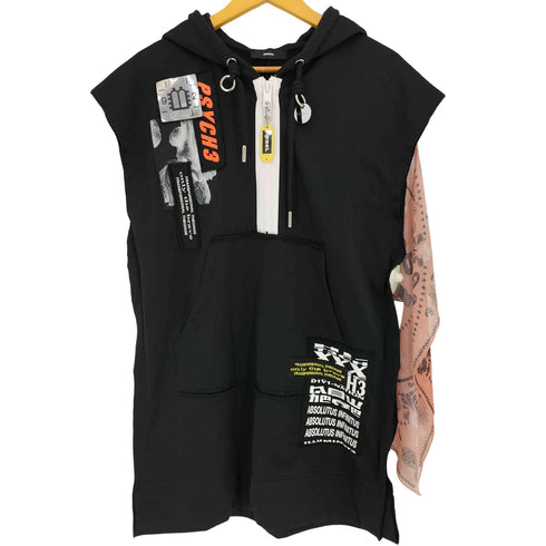 ディーゼル DIESEL ハーフジップ バンダナドッキング ノースリーブ プルオーバーパーカー レディース import:XS