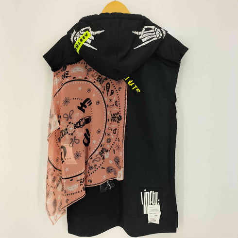 ディーゼル DIESEL ハーフジップ バンダナドッキング ノースリーブ プルオーバーパーカー レディース import:XS