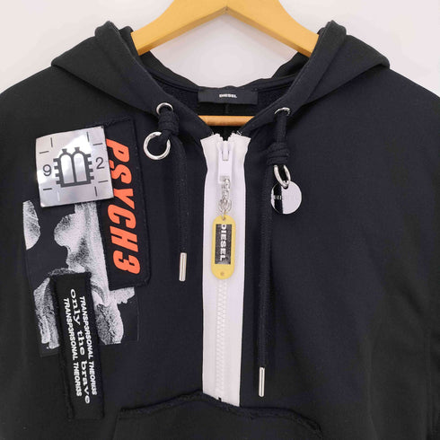 ディーゼル DIESEL ハーフジップ バンダナドッキング ノースリーブ プルオーバーパーカー レディース import:XS