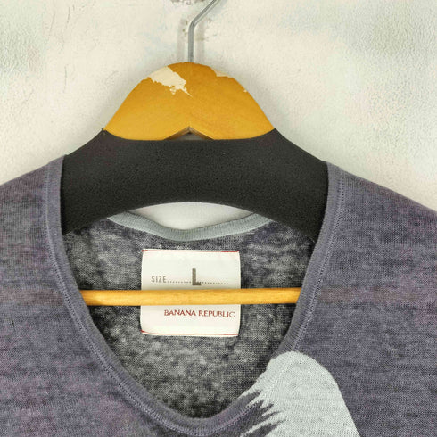 バナナリパブリック BANANA REPUBLIC 00S フロントプリント Vネック ニット メンズ JPN:L