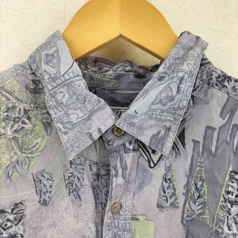 ZEALZIP シルク 総柄長袖シャツ メンズ 2L