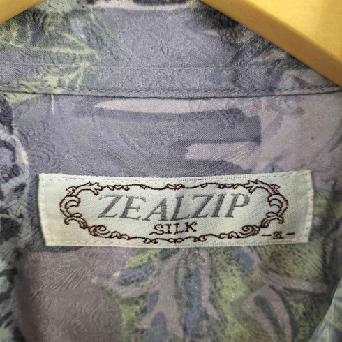 ZEALZIP シルク 総柄長袖シャツ メンズ 2L