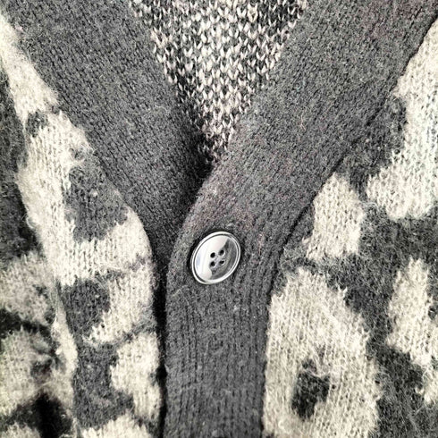 Bernings Sho レオパード柄 アクリル モヘアタッチ カーディガン Y2K メンズ L