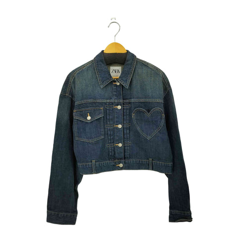 ザラ ZARA フロントボタン ハート デニムジャケット レディース L