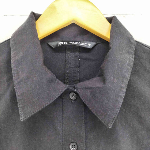 ザラ ZARA フロントギャザーシャツワンピース レディース S