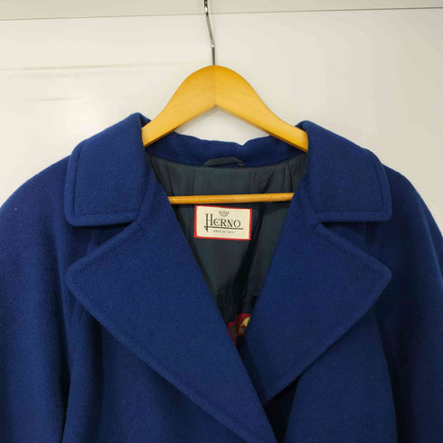 ヘルノ Herno MADE IN ITALY 裏地総柄シルク100% カシミア混 ウールダブルブレストコート レディース