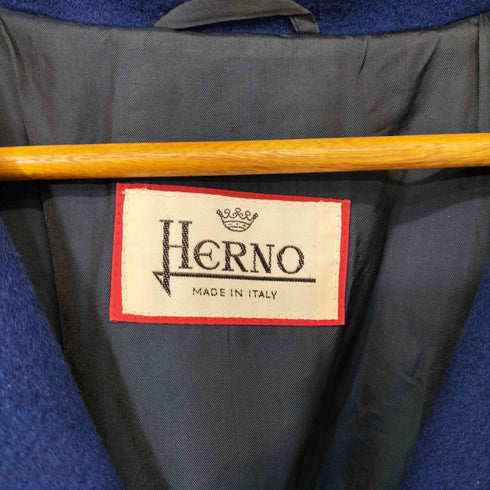 ヘルノ Herno MADE IN ITALY 裏地総柄シルク100% カシミア混 ウールダブルブレストコート レディース