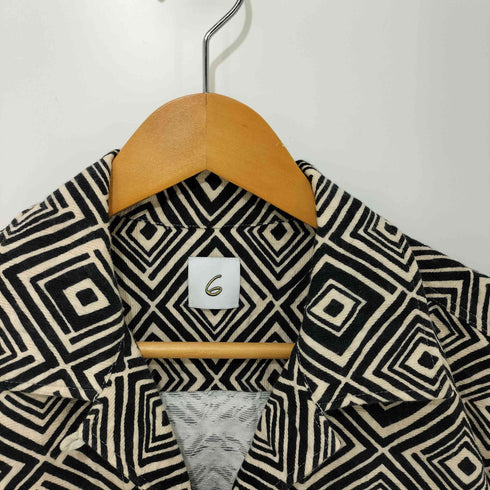 ロクビューティーアンドユースユナイテッドアローズ 6 BEAUTY & YOUTH UNITED ARROWS PRINT SHORT SLEEVE SHIRT ダイヤ柄 プリントショートスリーブジャケット レディース