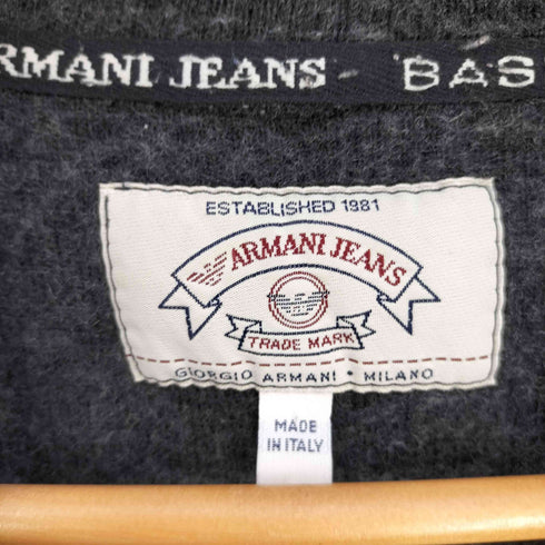 アルマーニジーンズ ARMANI JEANS 90S イタリア製 アルパカ混 ロゴ刺繍 クルーネック ニット セーター メンズ import:M
