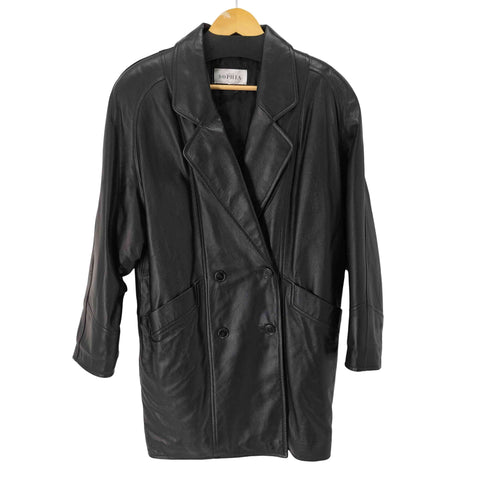 SOPHIA 羊革 ラムレザー ダブルブレスト レザー コート レディース JPN:38