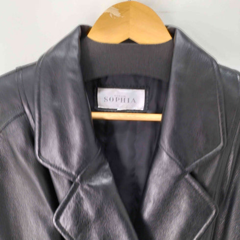 SOPHIA 羊革 ラムレザー ダブルブレスト レザー コート レディース JPN:38