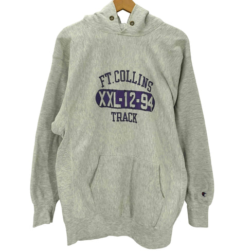 チャンピオン Champion 90S 刺繍タグ 前期 USA製 REVERSE WEAVE カプセルロゴ 3段 プリント プルオーバー パーカー 袖目つき メンズ import:XXL